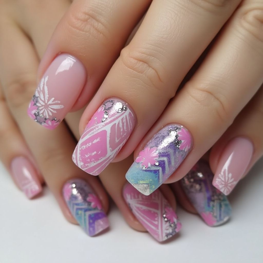 Square 3d nail decor Nail Design