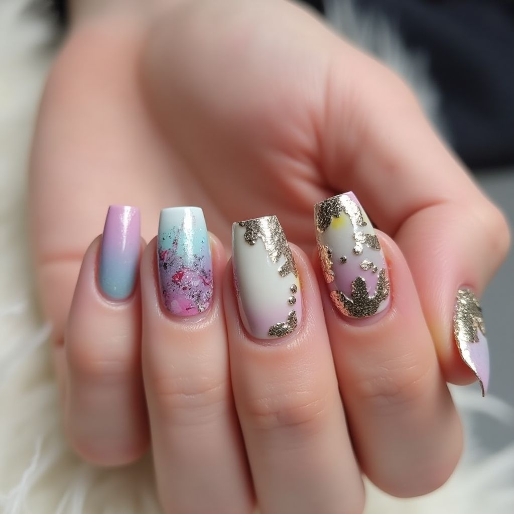 Gel Polish Square Nail Design