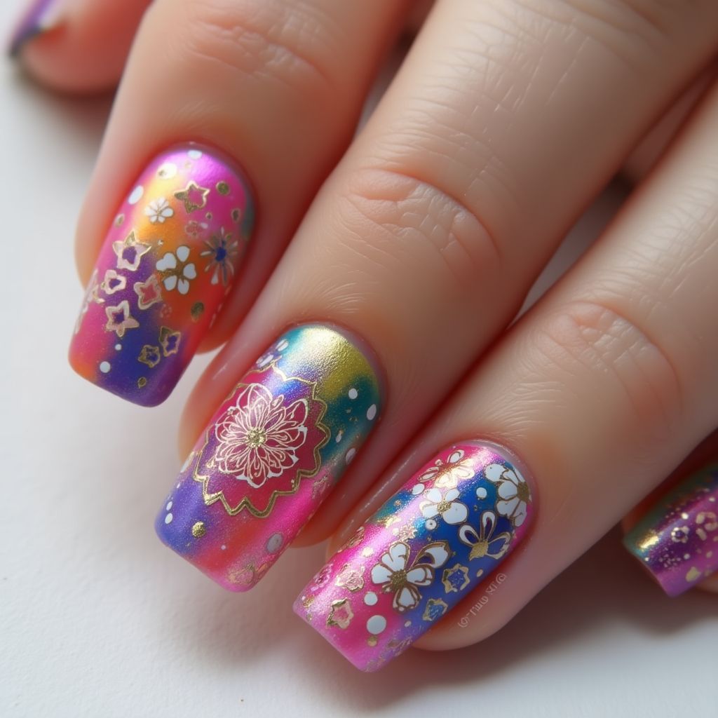Square Wax Pencils Nail Design