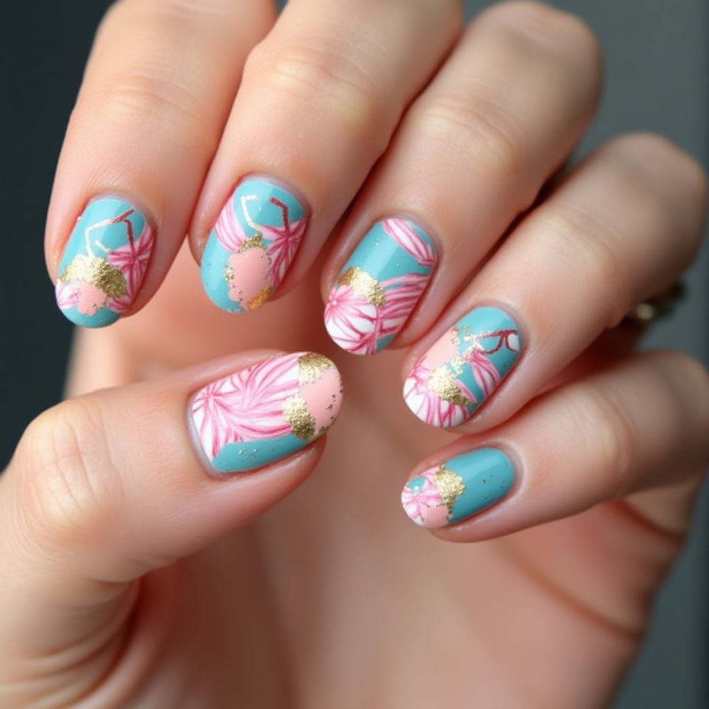 Wax Pencils Round Nail Design