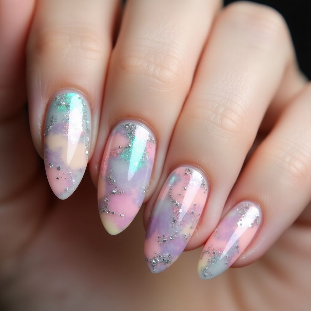 Almond Poly gel Nail Design