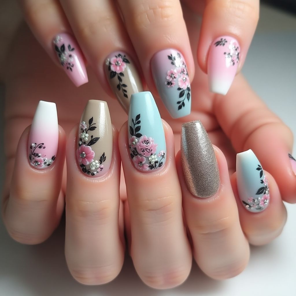 Poly Gel Coffin Nail Design