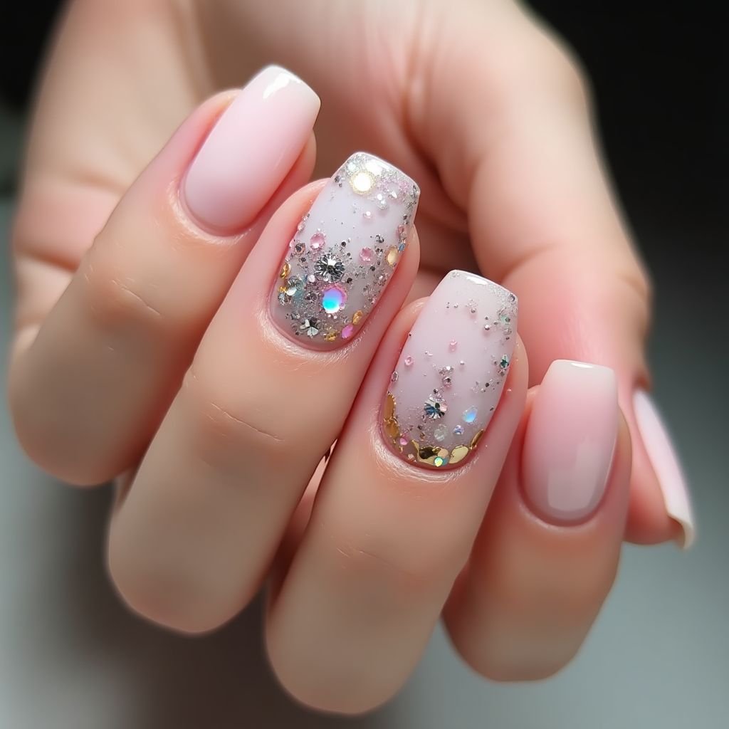 Round Base Coat Nail Design