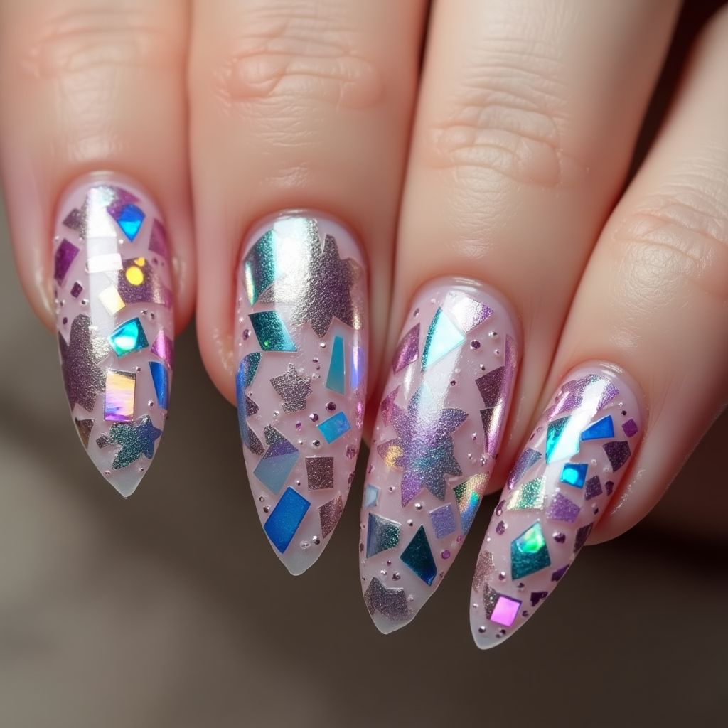 Stiletto Sequins Nail Design