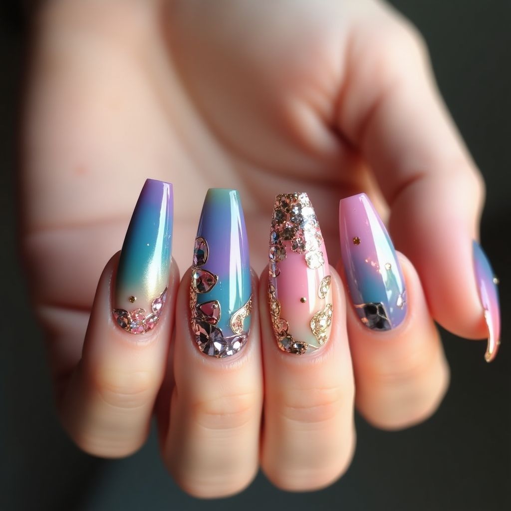 Acrylic Colors Stiletto Nail Design