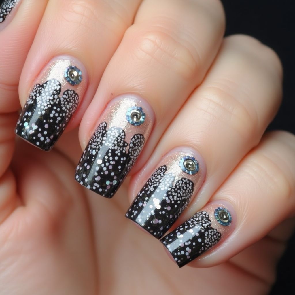 Caviar Beads Square Nail Design