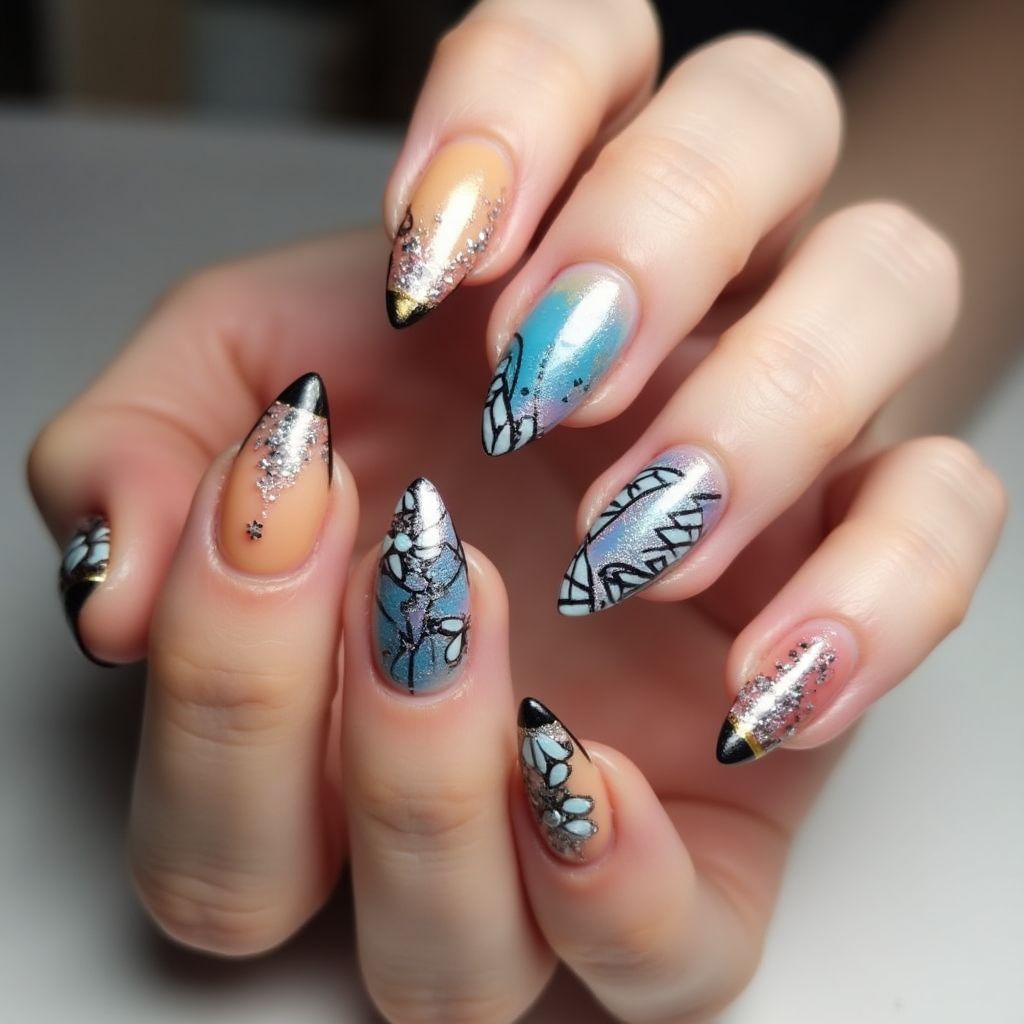 Acrylic Colors Stiletto Nail Design