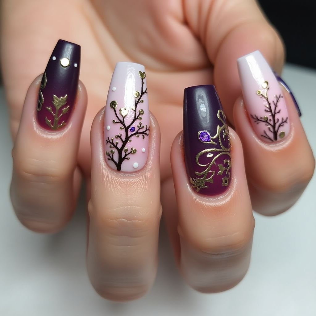 Coffin Poly Gel Nail Design