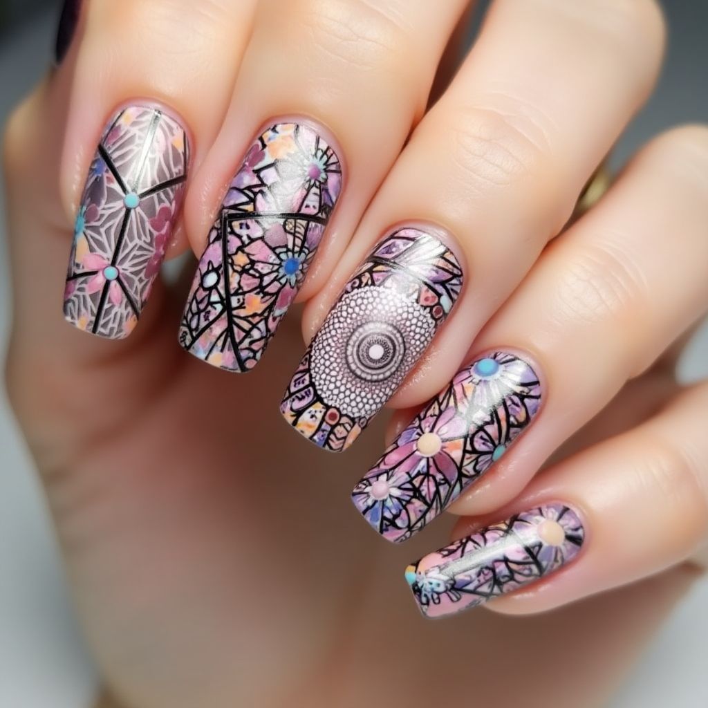 Round Nail Vinyls Nail Design