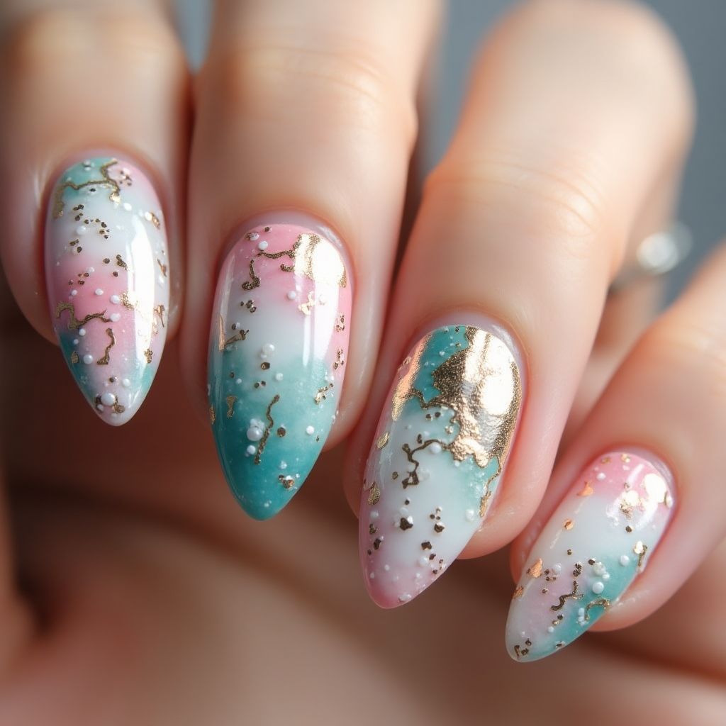 Almond Gel Polish Nail Design