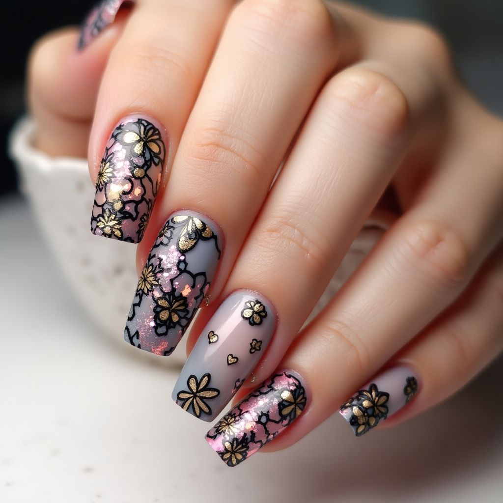 Square Nail Decals Nail Design