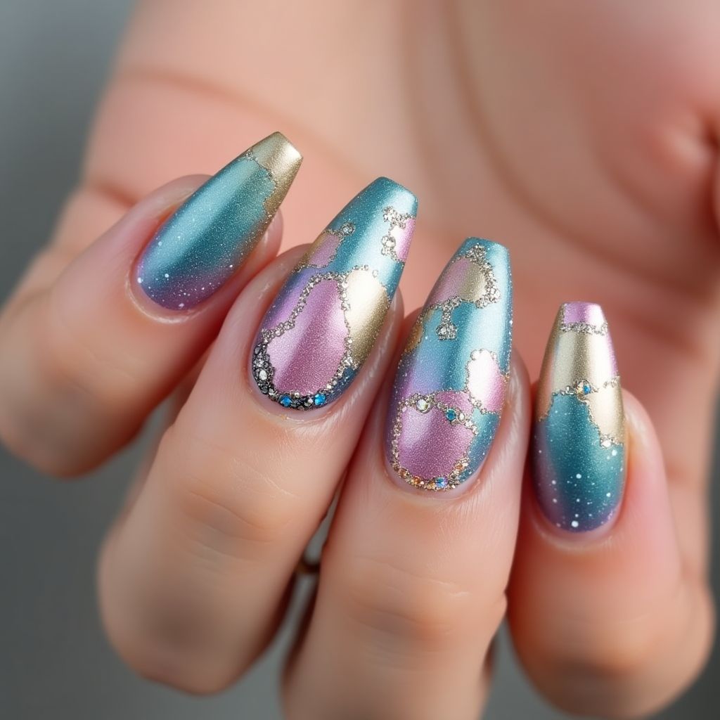 Stiletto Acrylic Powder Nail Design