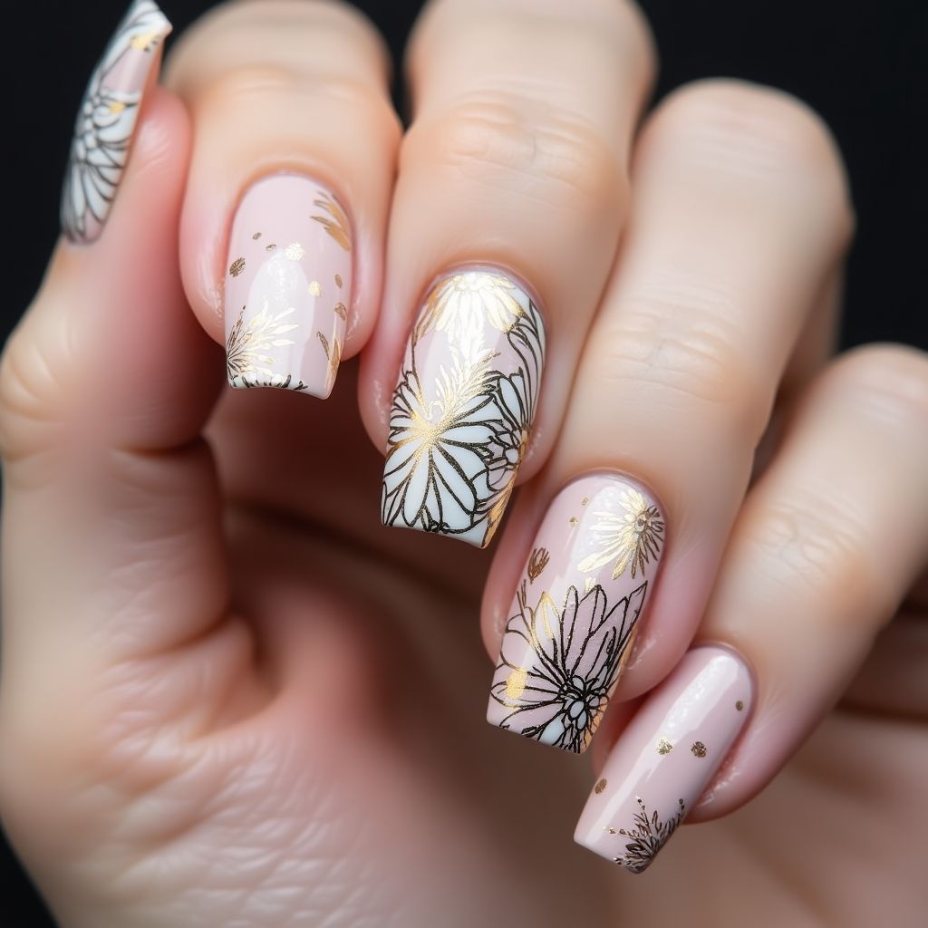 Coffin Stamping plates Nail Design