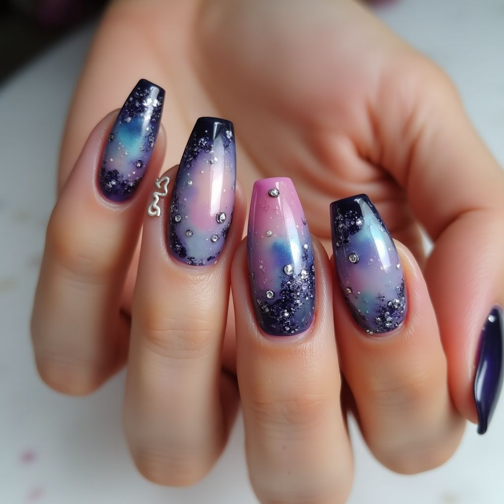 Coffin Gel Polish Nail Design