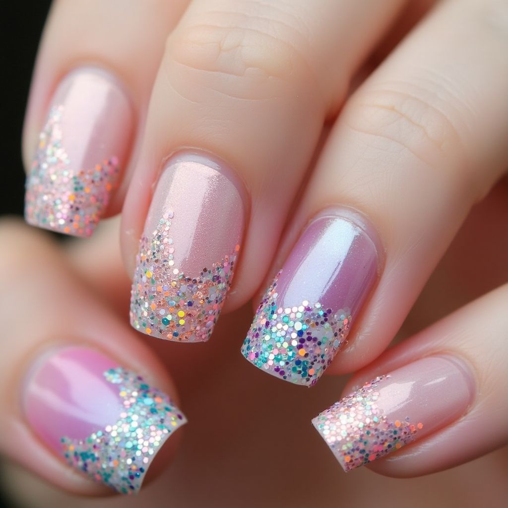 Square Caviar Beads Nail Design