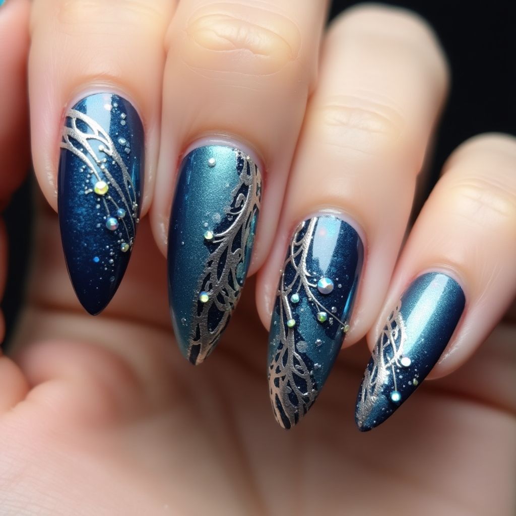 Stiletto Magnetic polish Nail Design