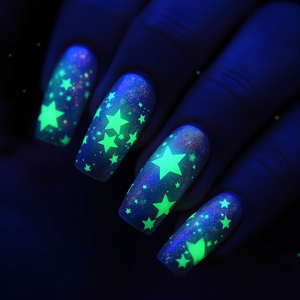 Glow In The Dark Polish Stiletto Nail Design