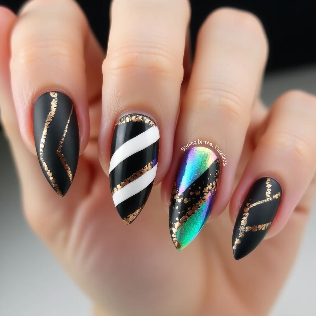 Stiletto Striping Tape Nail Design