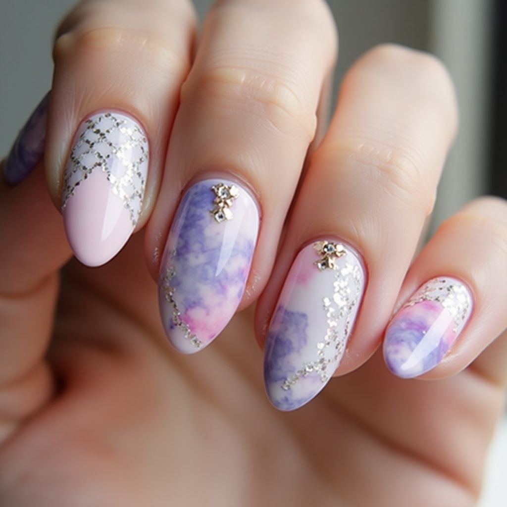 Almond Poly Gel Nail Design