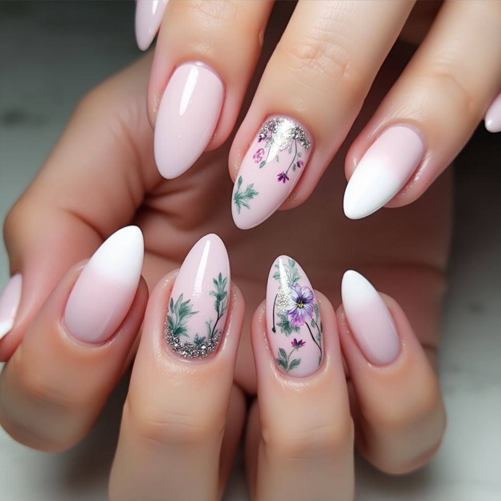 Almond Acrylic Colors Nail Design