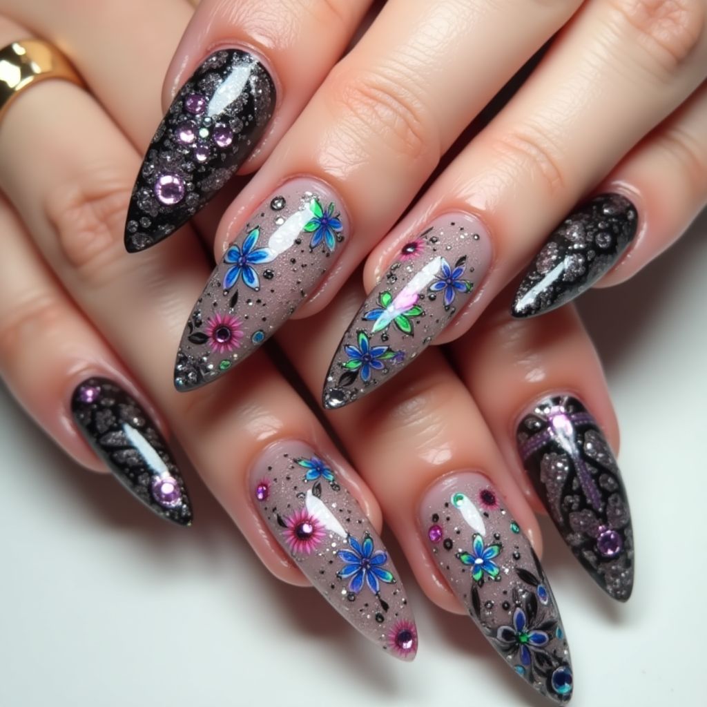 Stiletto Gel Polish Nail Design