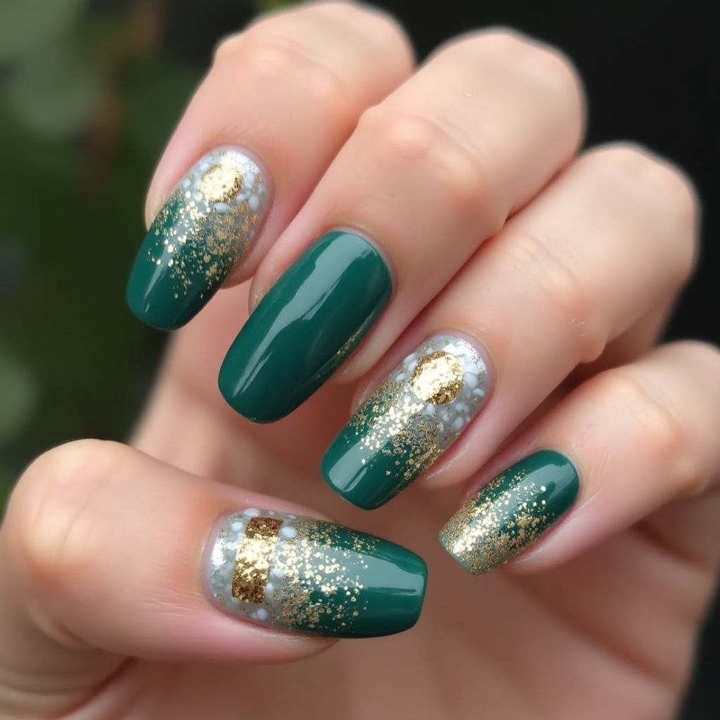 Glitter Powder Coffin Nail Design