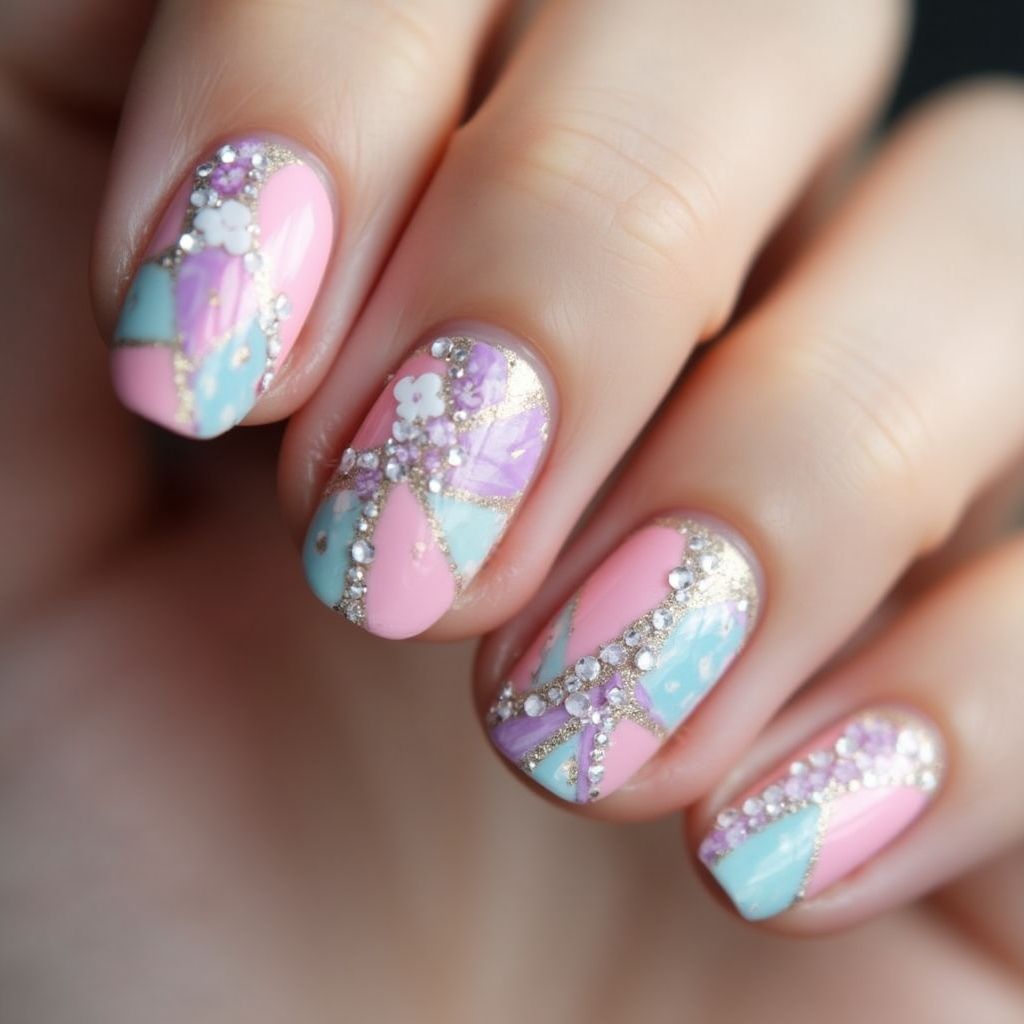 Acrylic Powder Round Nail Design
