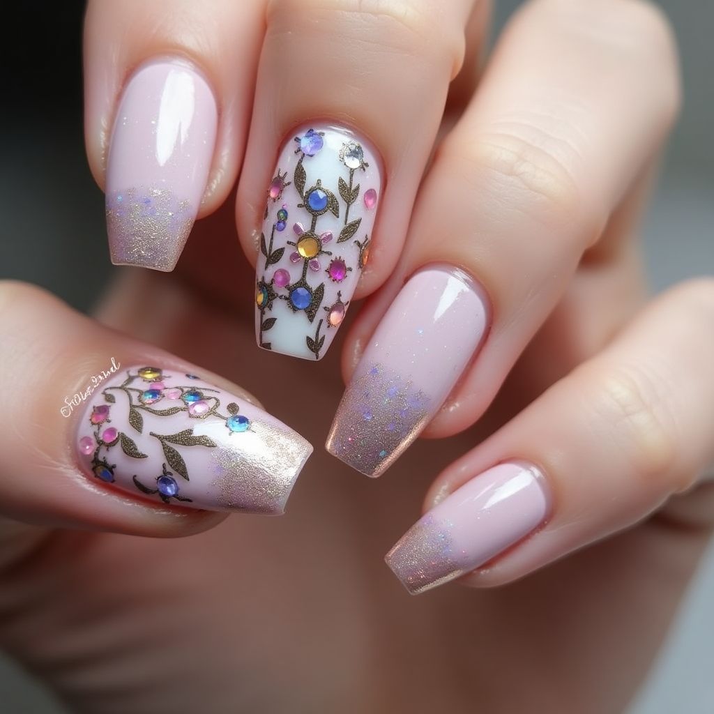 Coffin Poly Gel Nail Design