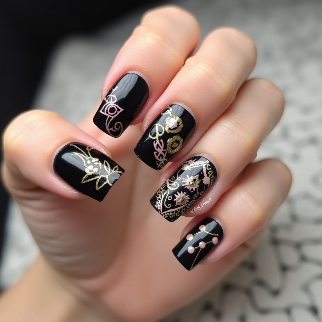 Coffin Nail Vinyls Nail Design