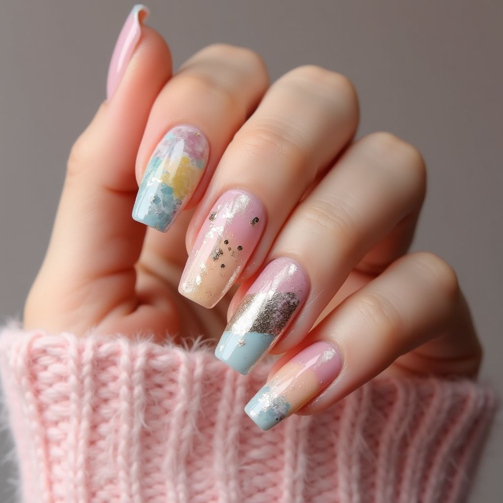 Square Base Coat Nail Design