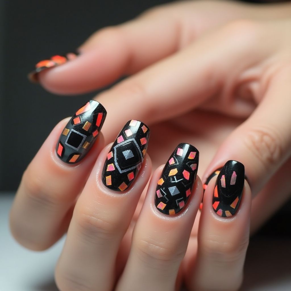 Striping Tape Coffin Nail Design