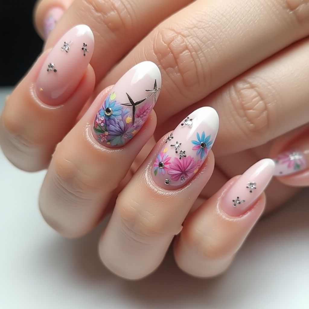 Almond Poly Gel Nail Design
