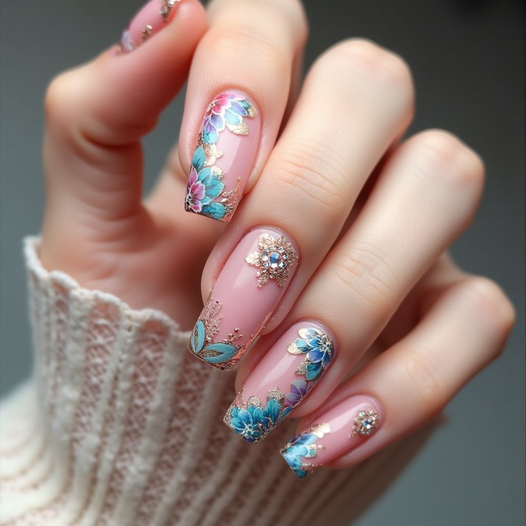 Square 3d Nail Decor Nail Design