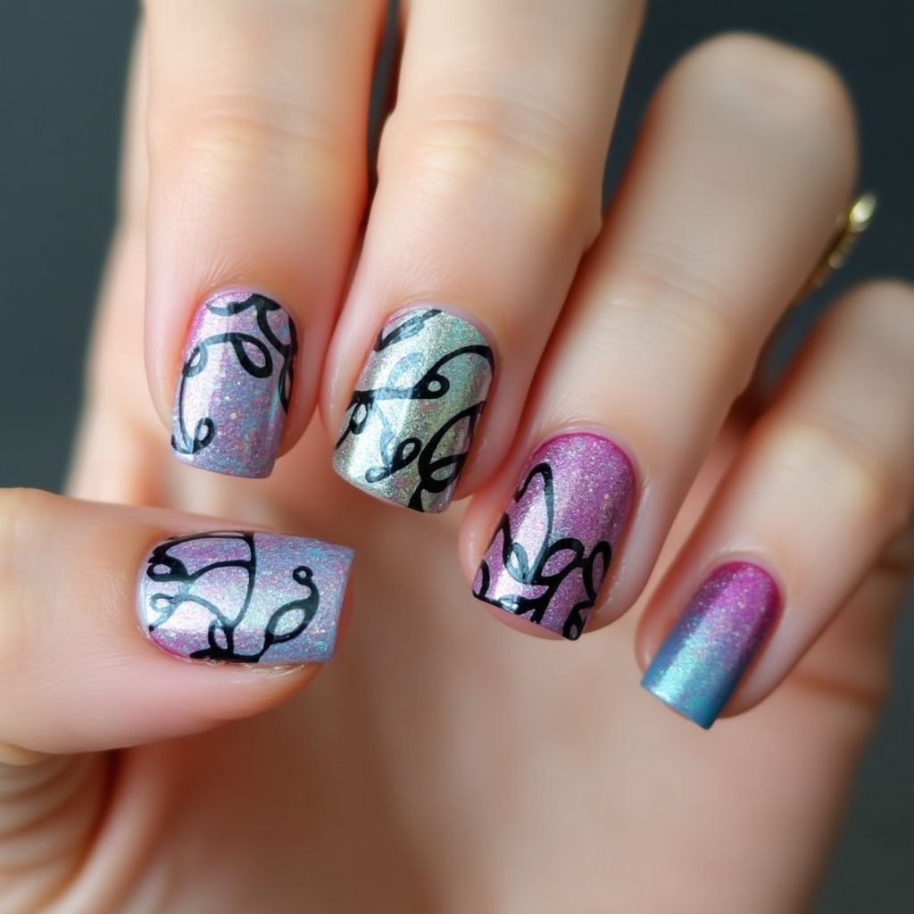 Top Coat Square Nail Design