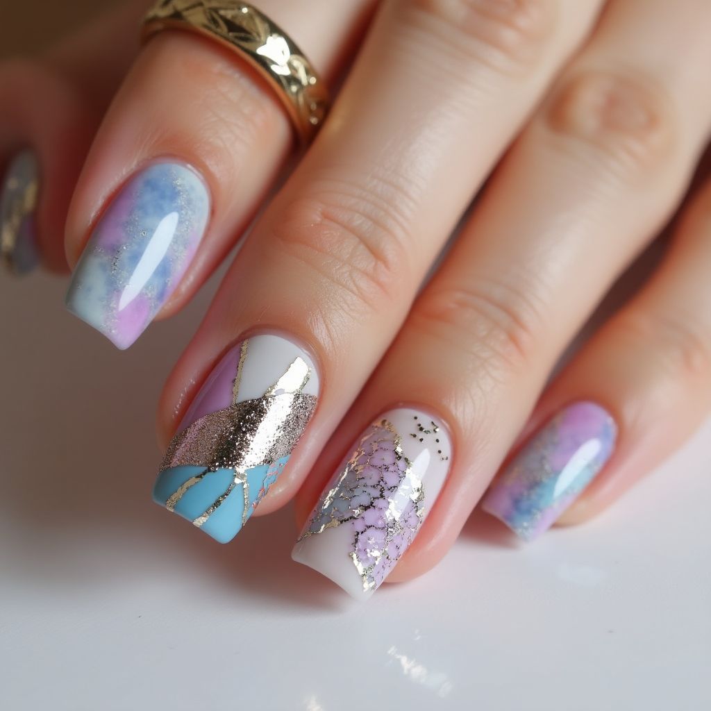 Square Gel Polish Nail Design