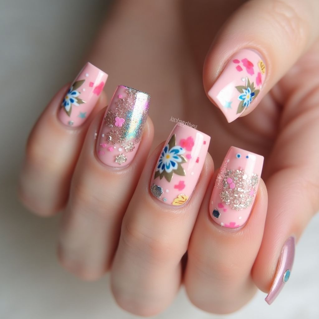 Square Poly Gel Nail Design