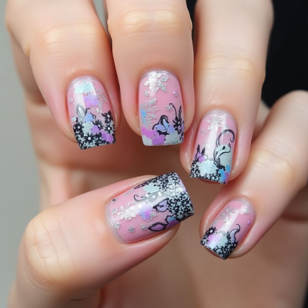 Square Nail Glue Nail Design