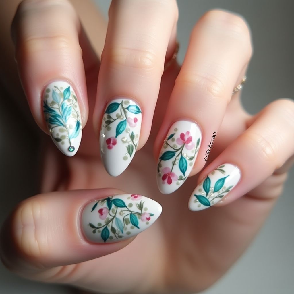 Almond Acrylic Colors Nail Design