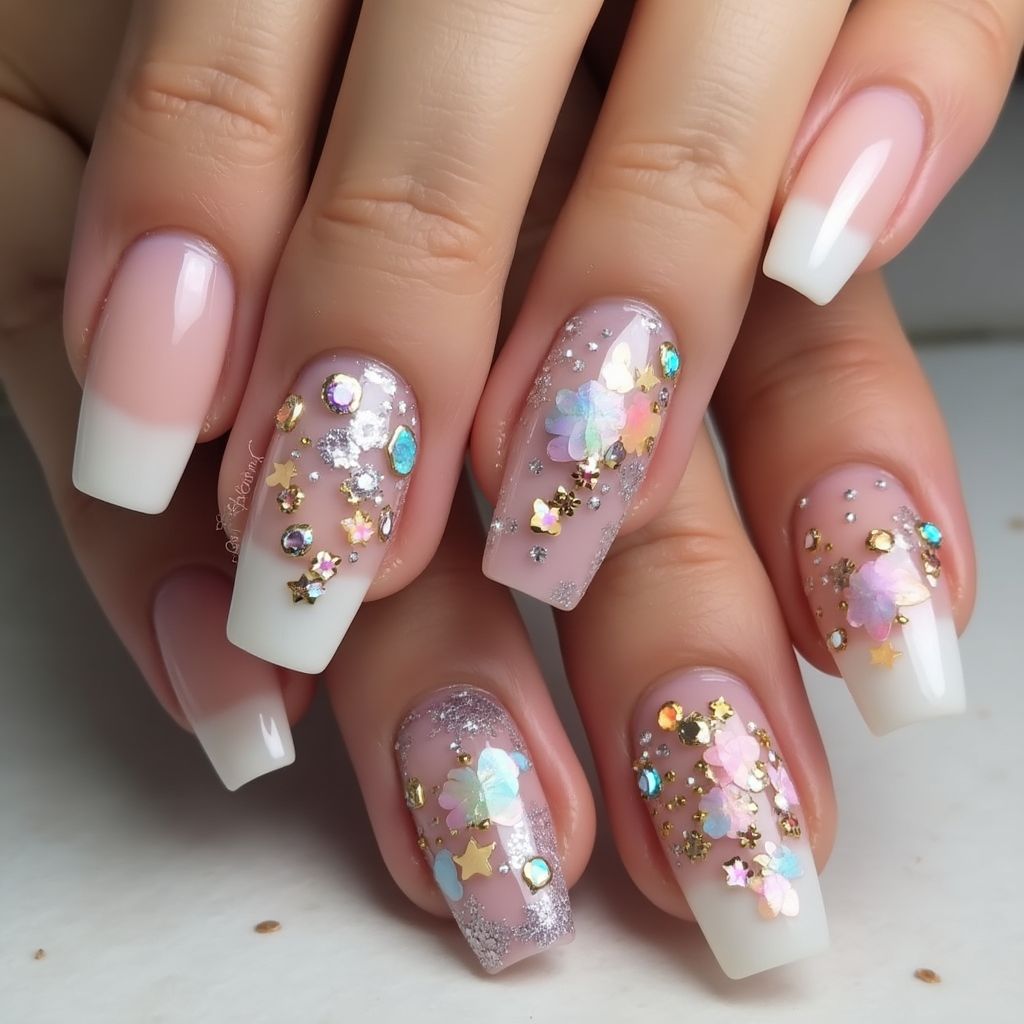 Square Poly Gel Nail Design