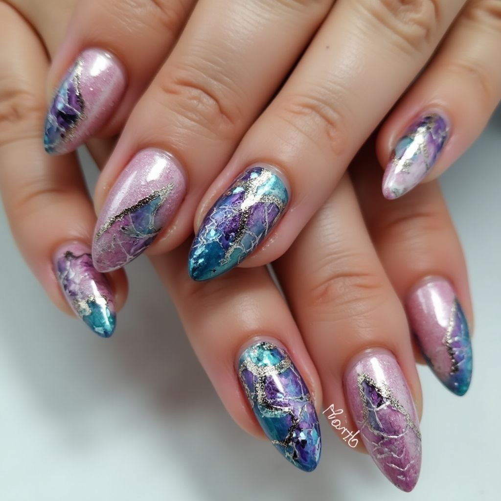Nail Foil Stiletto Nail Design