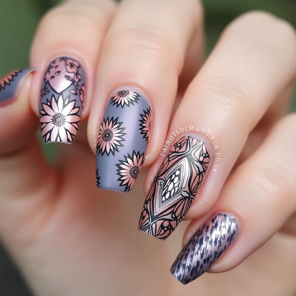 Stiletto Stamping Plates Nail Design