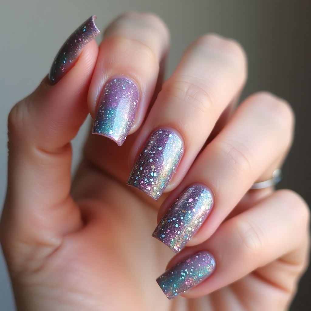 Round Specialty Powders Nail Design
