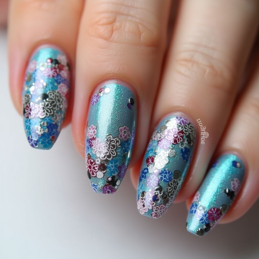 Stamping Plates Stiletto Nail Design