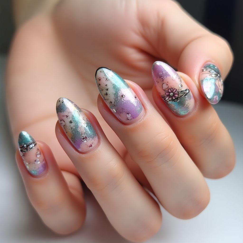 Almond Top Coat Nail Design