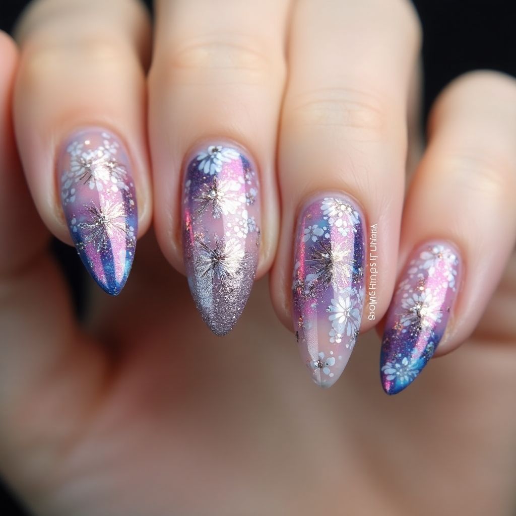 Almond Color Changing Polish Nail Design