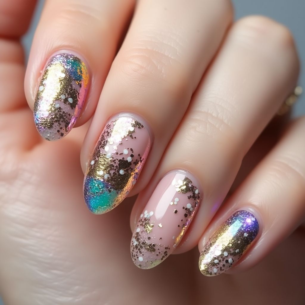 Nail Foil Almond Nail Design
