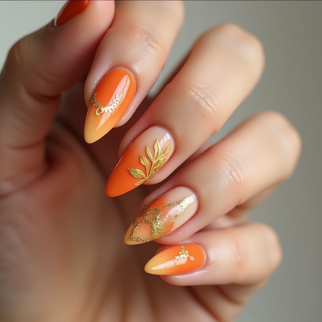 Stiletto Orangewood Sticks Nail Design