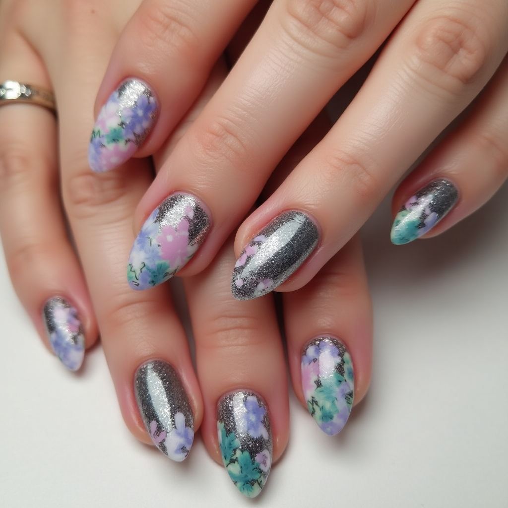 Almond Nail Glue Nail Design