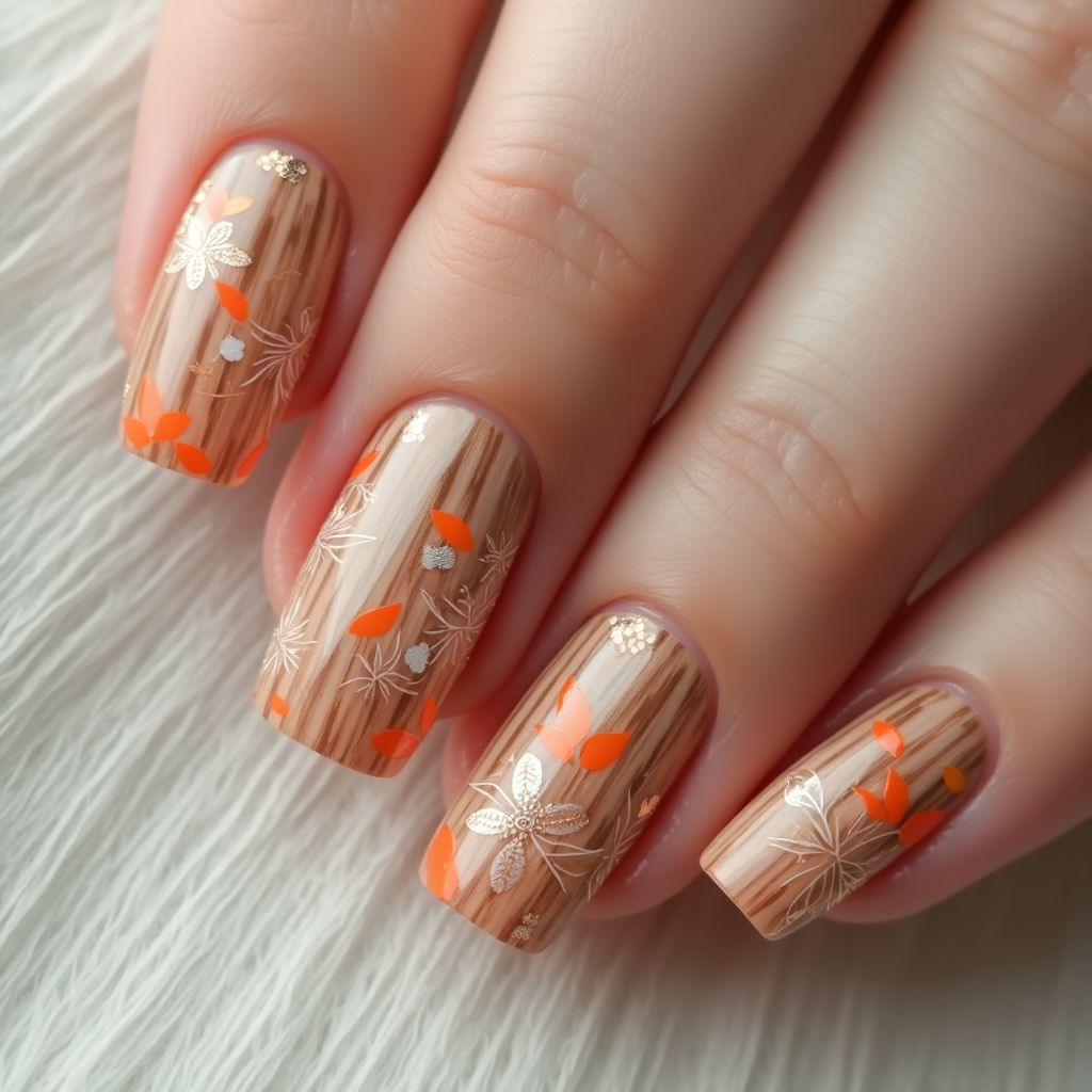 Square Orangewood Sticks Nail Design
