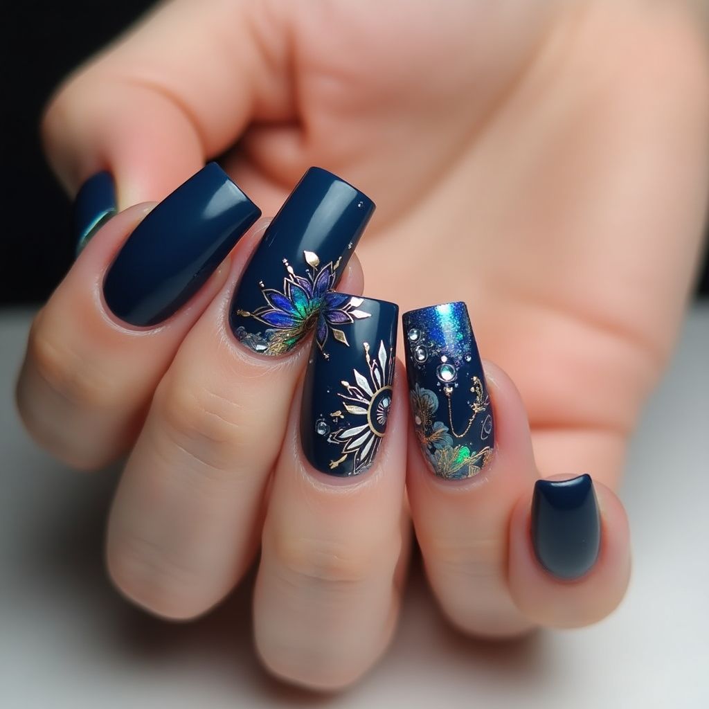 Square Magnetic Polish Nail Design
